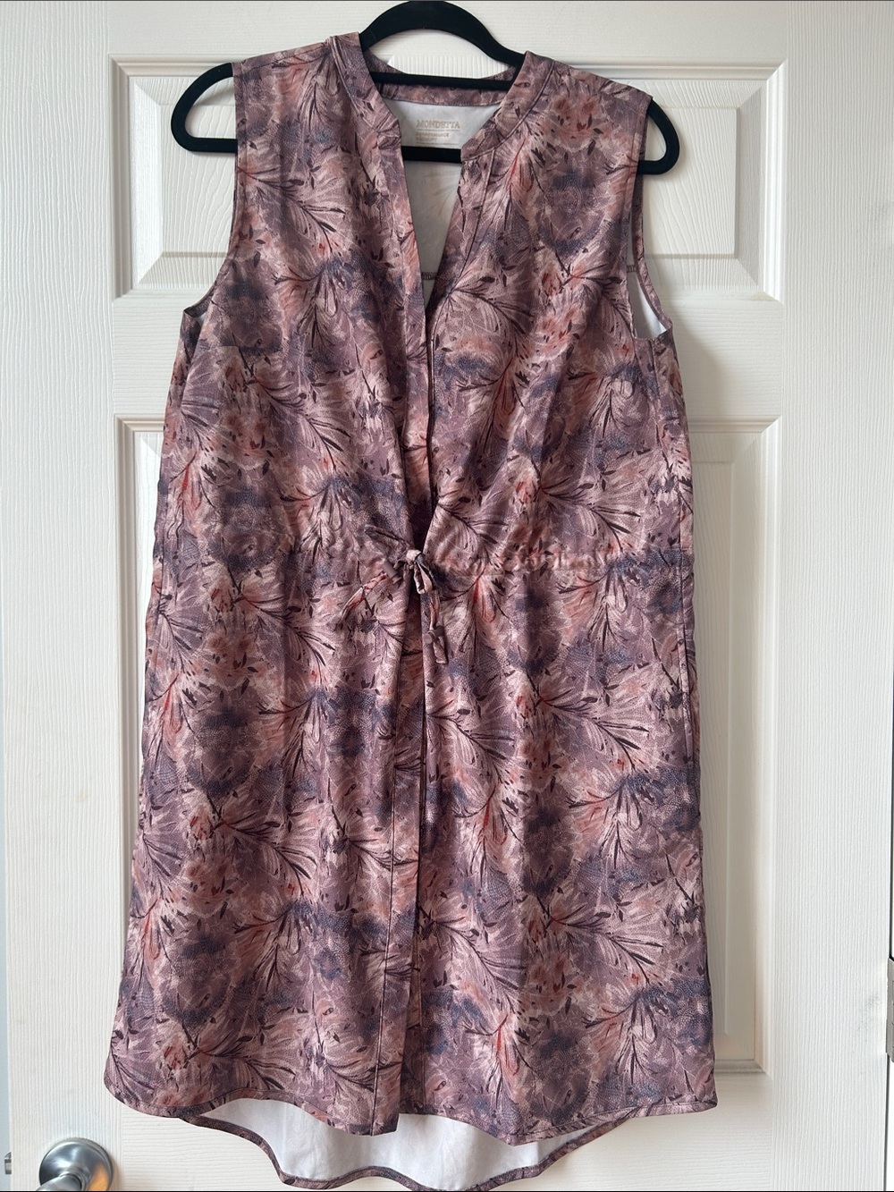 Sleeveless Drawstring Tunic in Mauve Floral with pockets!!